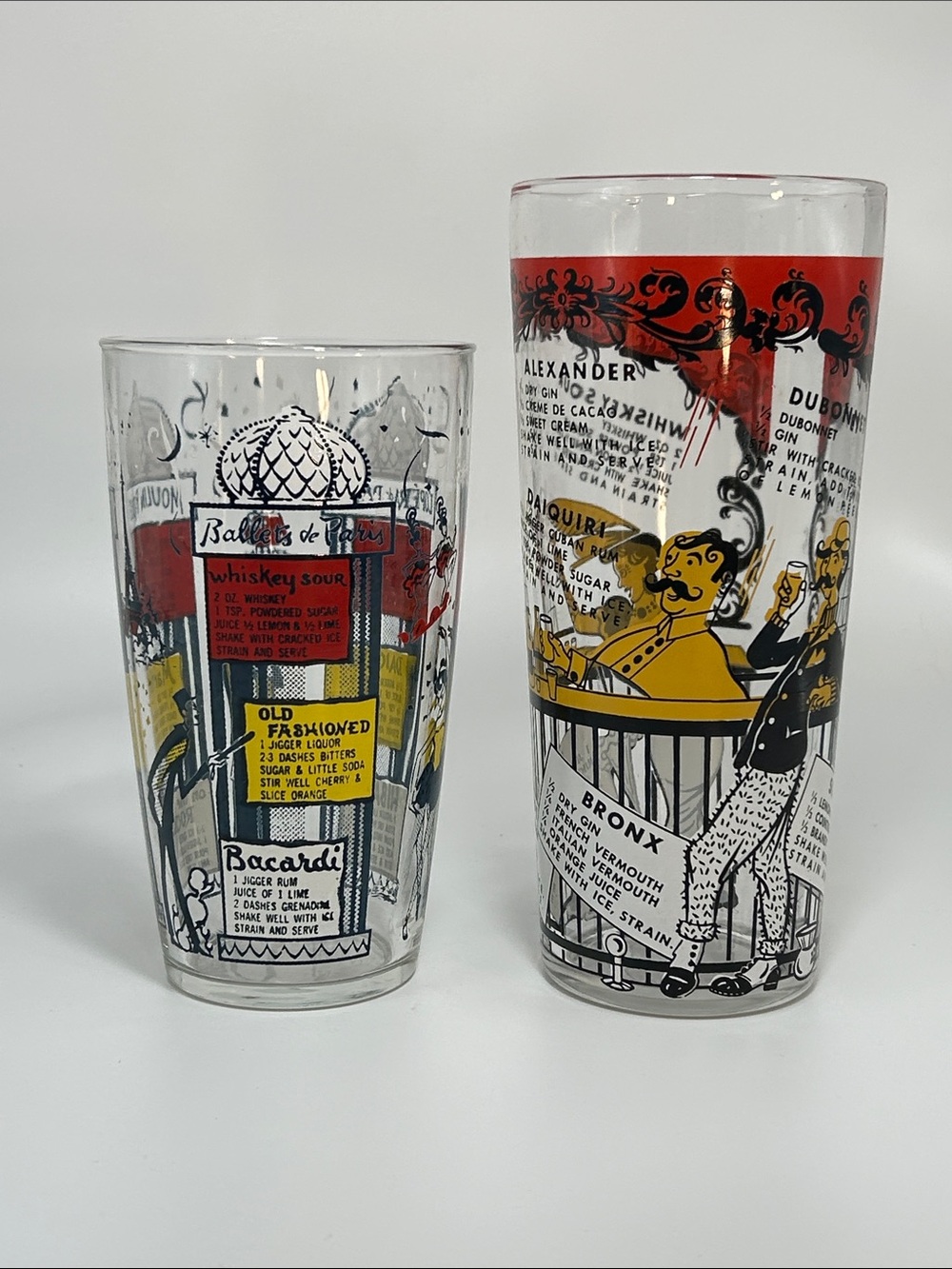 MCM Hazel Atlas Cocktail Shaker Vintage 50s 60s Recipe Glasses Drink Barware Lot